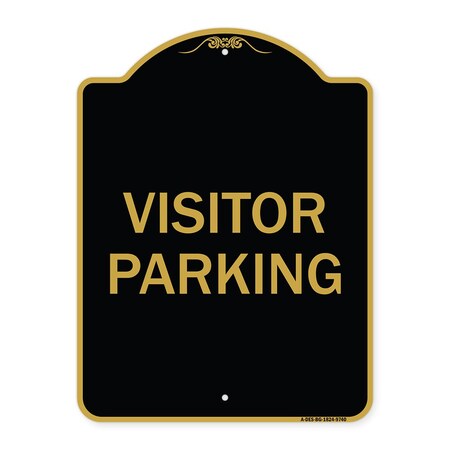 Signmission Designer Series Sign-Visitor Parking, Black & Gold Heavy-Gauge Aluminum, 24" x 18", BG-1824-9740 A-DES-BG-1824-9740